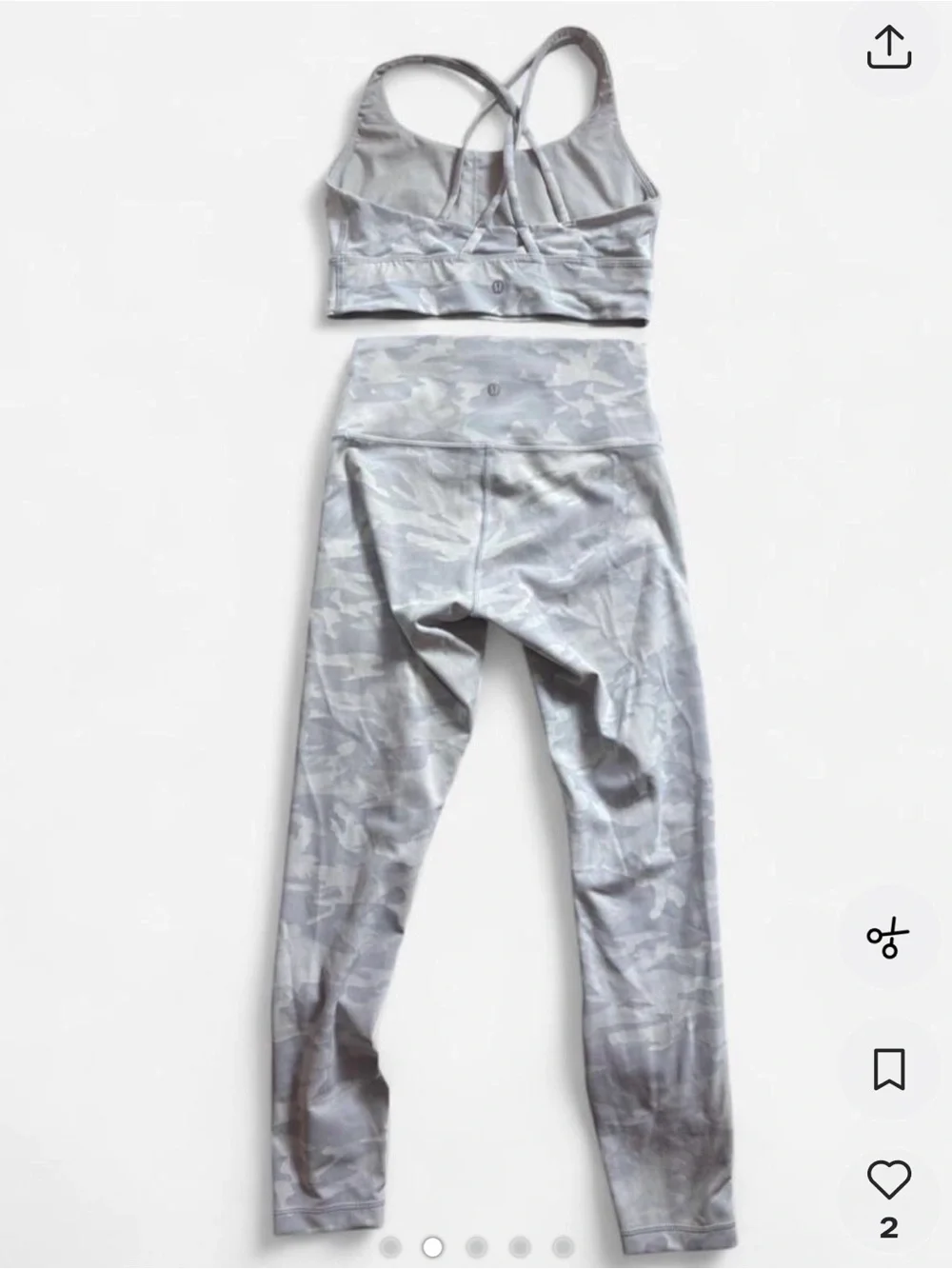 Lululemon Gray Camo Strappy Sports Bra and Legging Set